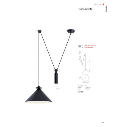 Redo 01-1545 - Csillár zsinóron KALIMBA 1xE27/42W/230V átm. 42 cm pók bronz
