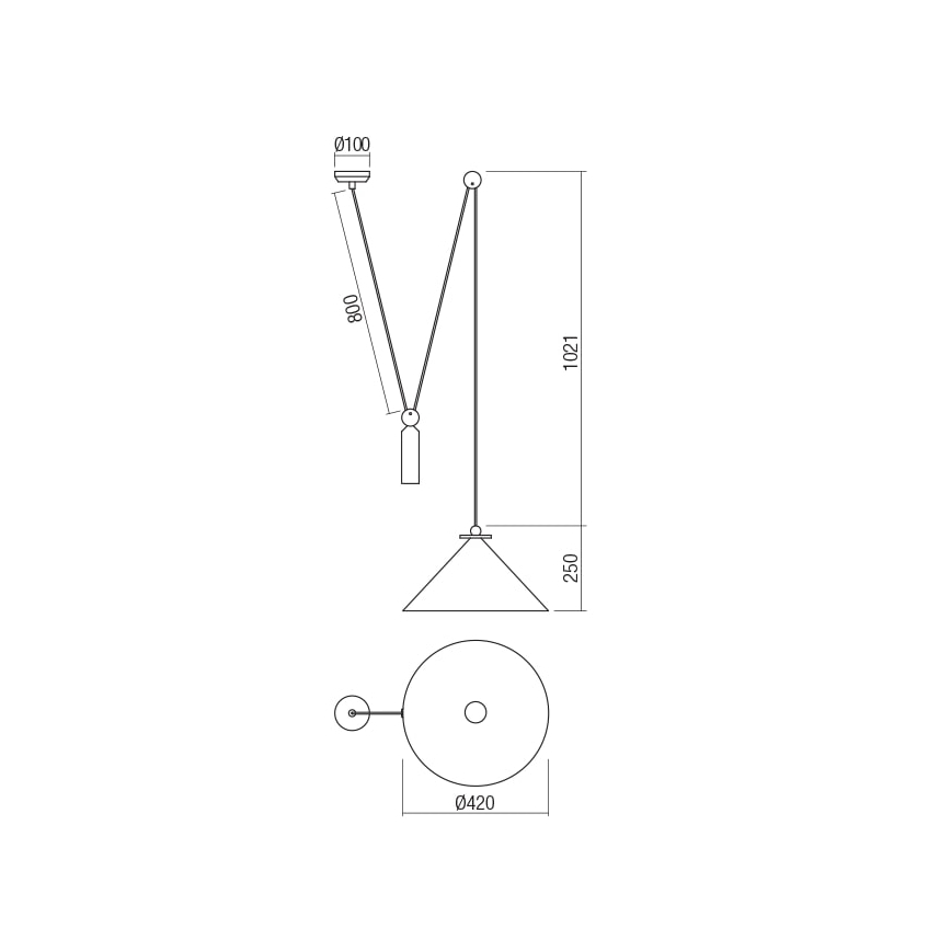 Redo 01-1545 - Csillár zsinóron KALIMBA 1xE27/42W/230V átm. 42 cm pók bronz
