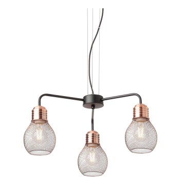 Redo 01-1579 - Kábelen függő EDISON csillár 3xE27/42W/230V átm. 53 cm fekete/réz