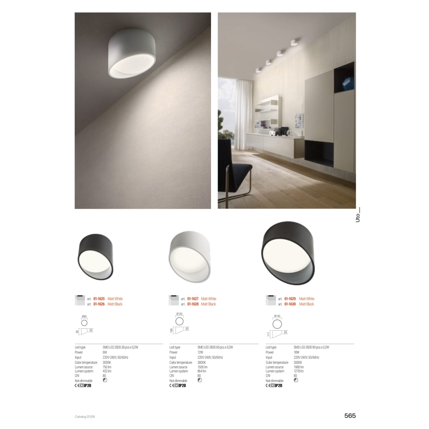 Redo 01-1627 - UTO LED spotlámpa, 12W/230V, Ø 12 cm, fehér
