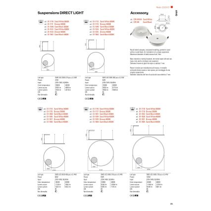 Redo 01-1713 - LED dimmelhető függeszték kábelen ORBIT LED/55W/230V bronz