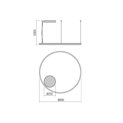 Redo 01-1713 - LED dimmelhető függeszték kábelen ORBIT LED/55W/230V bronz