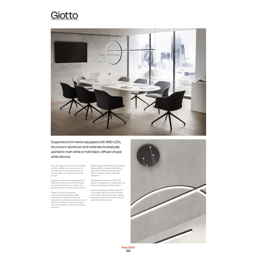 Redo 01-1734 - LED Dimmelhető csillár zsinóron GIOTTO LED/46W/230V fehér