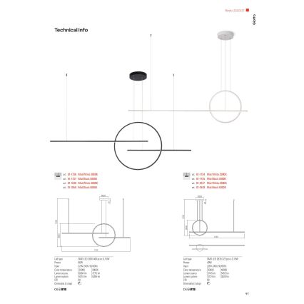 Redo 01-1735 - LED dimmelhető függeszték kábelre GIOTTO LED/46W/230V fekete