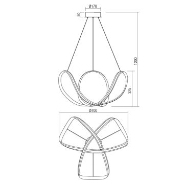 Redo 01-1785 - LED Dimmelhető csillár zsinóron NUCLEO LED/55W/230V bronz