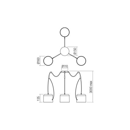 Redo 01-1825 - Csillár zsinóron DODO 3xE27/15W/230V pók fehér
