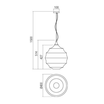 Redo 01-1845 - Csillár zsinóron SLAG 1xE27/42W/230V átm. 40 cm szürke