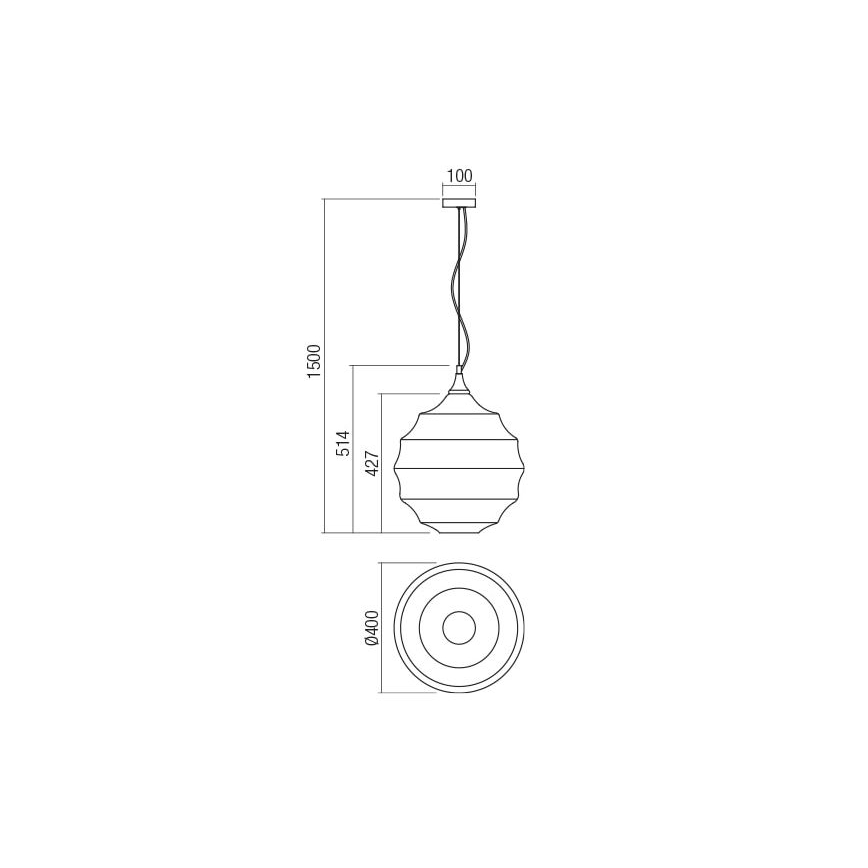 Redo 01-1845 - Csillár zsinóron SLAG 1xE27/42W/230V átm. 40 cm szürke