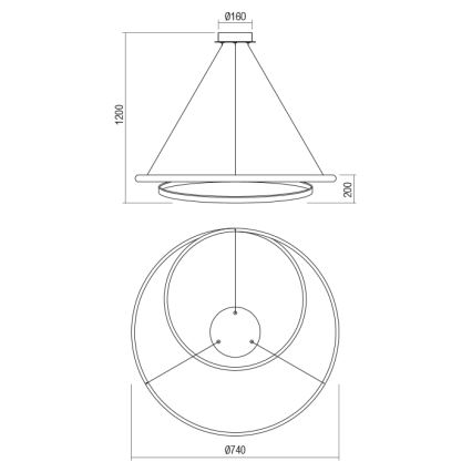 Redo 01-1891 - Fényerőszabályozható LED kábeles csillár TORSION LED/35W/230V átm. 75 cm bronzszínű