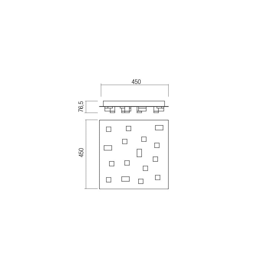 Redo 01-2017 - LED Mennyezeti lámpa PIXEL LED/48W/230V 3000K 45x45 cm fekete
