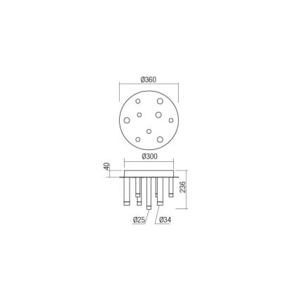 Redo 01-2042 - LED Mennyezeti lámpa MADISON 9xLED/4W/230V fényezett króm/fekete/réz