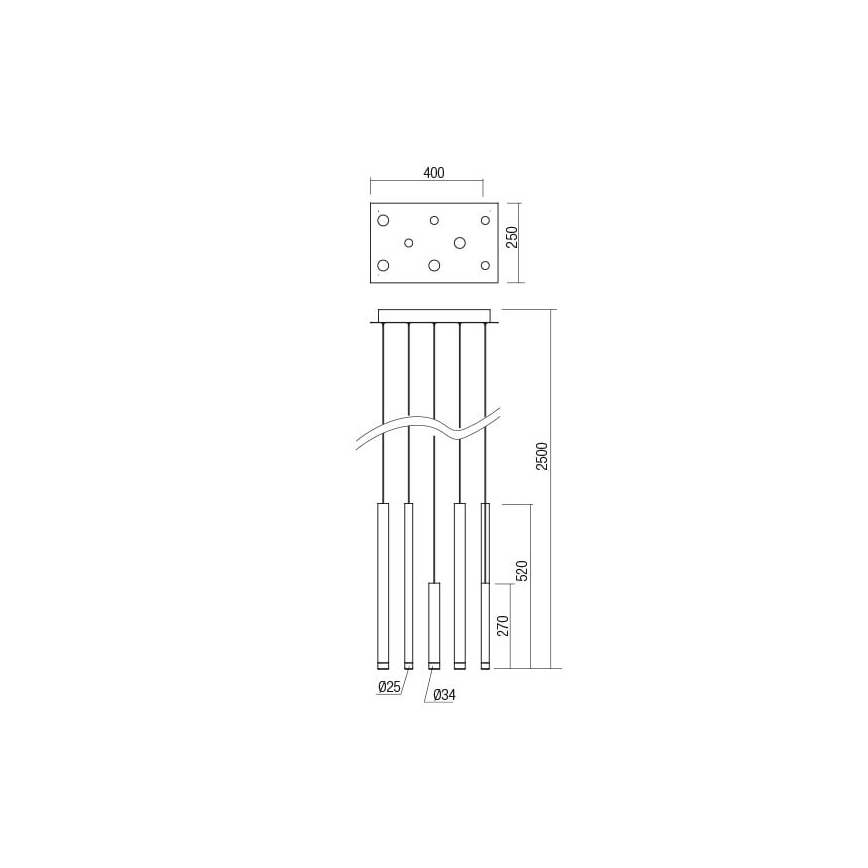 Redo 01-2049 - LED Csillár zsinóron MADISON 8xLED/4W/230V fényezett króm/fekete/réz