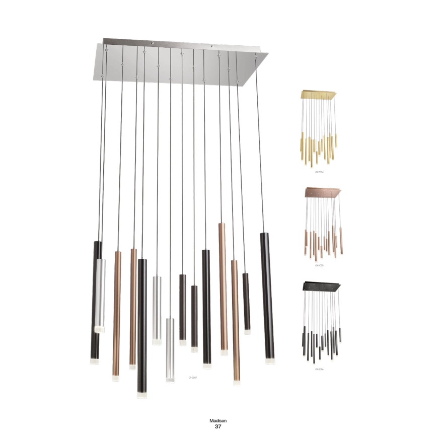 Redo 01-2057 - LED Csillár zsinóron MADISON 14xLED/4W/230V fényezett króm/fekete/réz