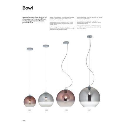 Redo 01-2076 - Csillár zsinóron BOWL 1xE27/42W/230V átm. 30 cm réz