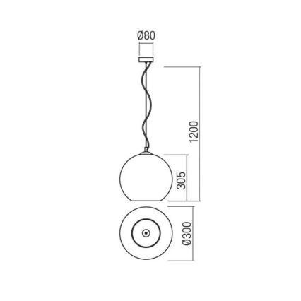 Redo 01-2076 - Csillár zsinóron BOWL 1xE27/42W/230V átm. 30 cm réz