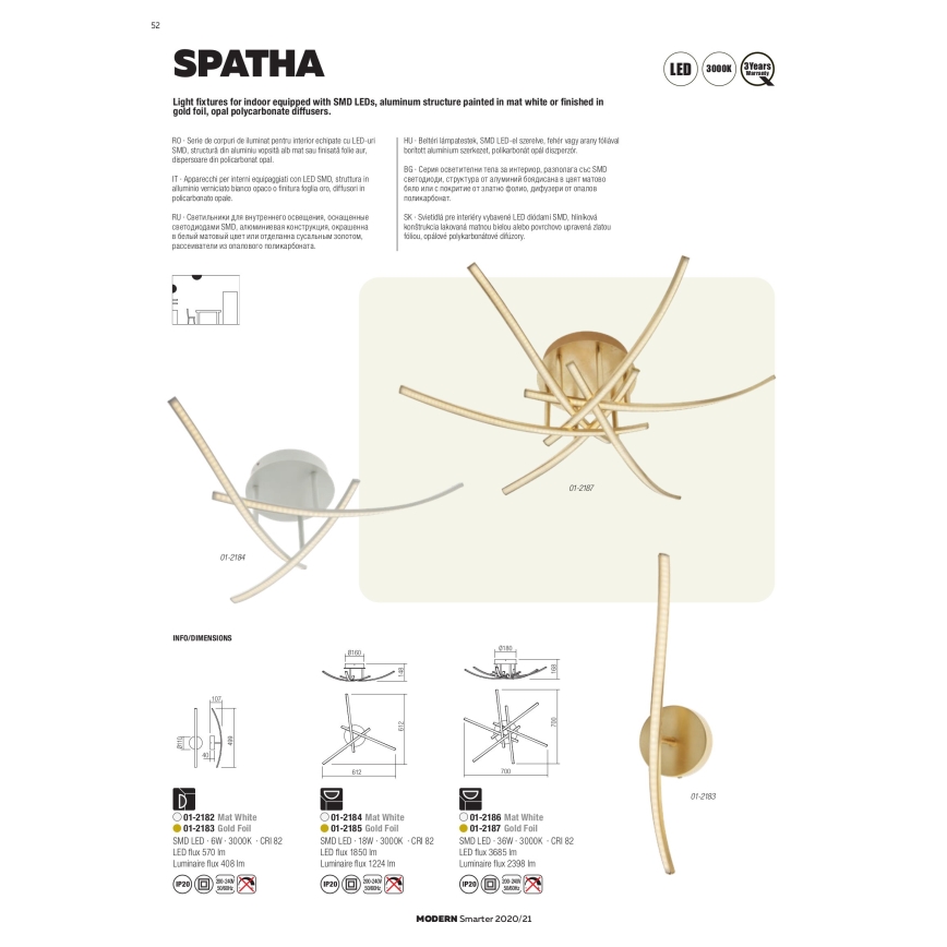 Redo 01-2184 - LED Mennyezeti lámpa SPATHA 3xLED/6W/230V 3000K fehér