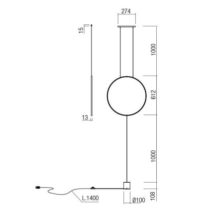 Redo 01-2197 - LED állólámpa SLICK LED/19W/230V fekete
