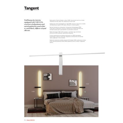Redo 01-2200 - TANGENT LED fali lámpatest/14W/230V 3000K 125,4 cm fehér