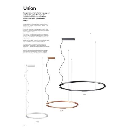 Redo 01-2202 - LED Csillár zsinóron UNION LED/34W/230V CRI 90 3000K átm. 60 cm fehér