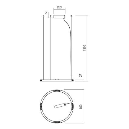 Redo 01-2202 - LED Csillár zsinóron UNION LED/34W/230V CRI 90 3000K átm. 60 cm fehér