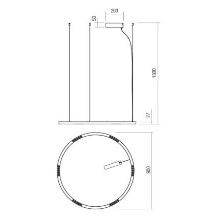 Redo 01-2205 - LED Csillár zsinóron UNION LED/50W/230V CRI 90 3000K átm. 90 cm fehér