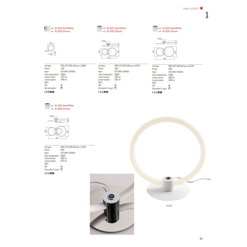 Redo 01-2224 - LED Dimmelhető felületre szerelhető csillár SPELL LED/43W/230V 3000K fényezett króm