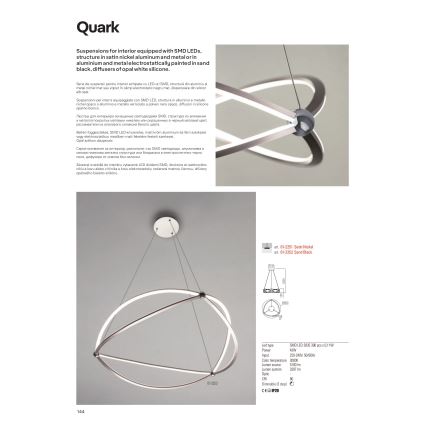 Redo 01-2251 - LED Dimmelhető csillár zsinóron QUARK LED/43W/230V 3000K átm. 60 cm matt króm
