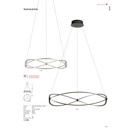 Redo 01-2251 - LED Dimmelhető csillár zsinóron QUARK LED/43W/230V 3000K átm. 60 cm matt króm