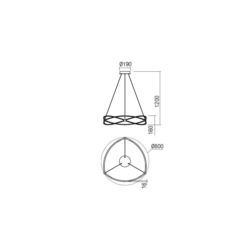 Redo 01-2251 - LED Dimmelhető csillár zsinóron QUARK LED/43W/230V 3000K átm. 60 cm matt króm