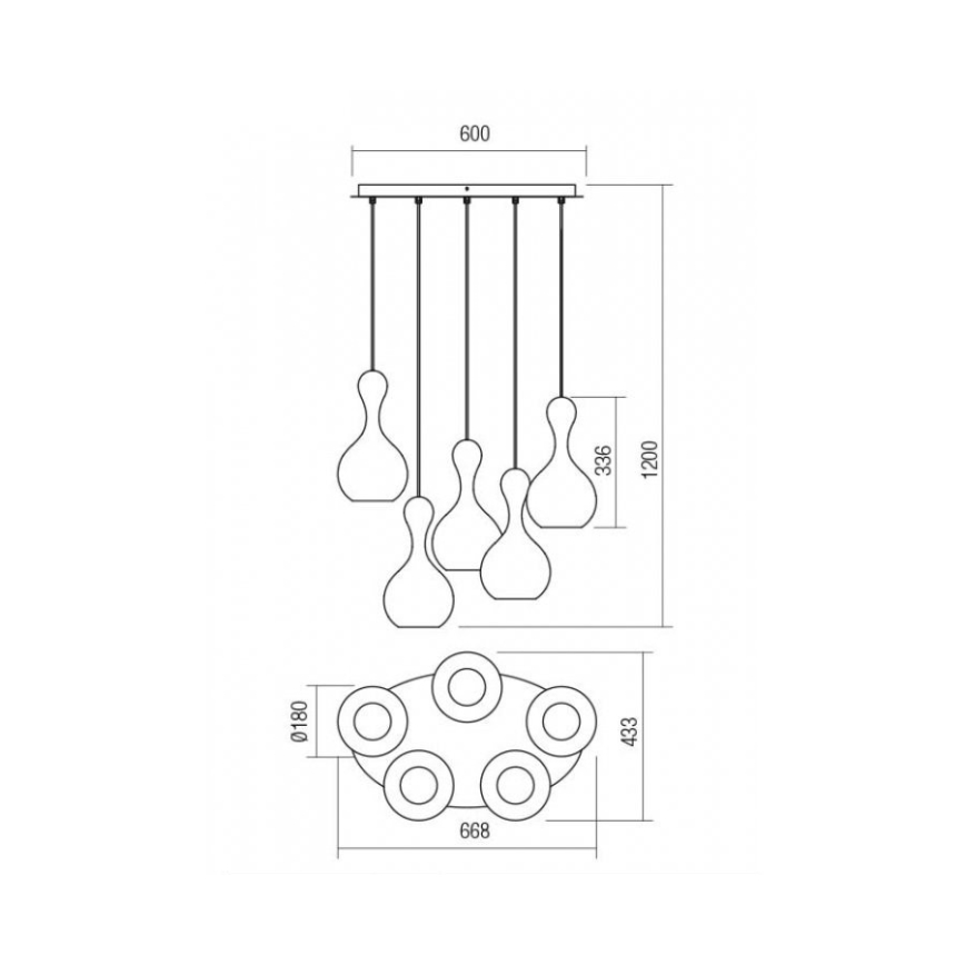 Redo 01-2262 - Csillár zsinóron LOB 5xE27/42W/230V szürke