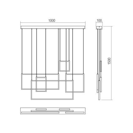 Redo 01-2318 - LED Dimmelhető csillár zsinóron PLANA LED/80W/230V fekete