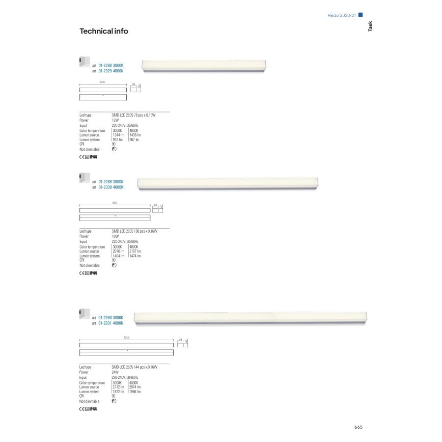 Redo 01-2331 - LED világítású fürdőszobai tükör TASK LED/24W/230V 120 cm CRI 90 IP44 fényes króm
