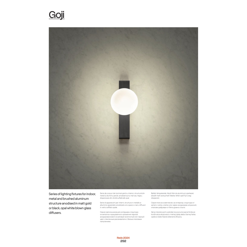 Redo 01-2372 - Fali lámpa GOJI 1xG9/28W/230V arany