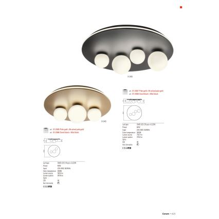 Redo 01-2466 - CORUM LED mennyezeti lámpatest 48W/230V 3000K CRI 90 fekete