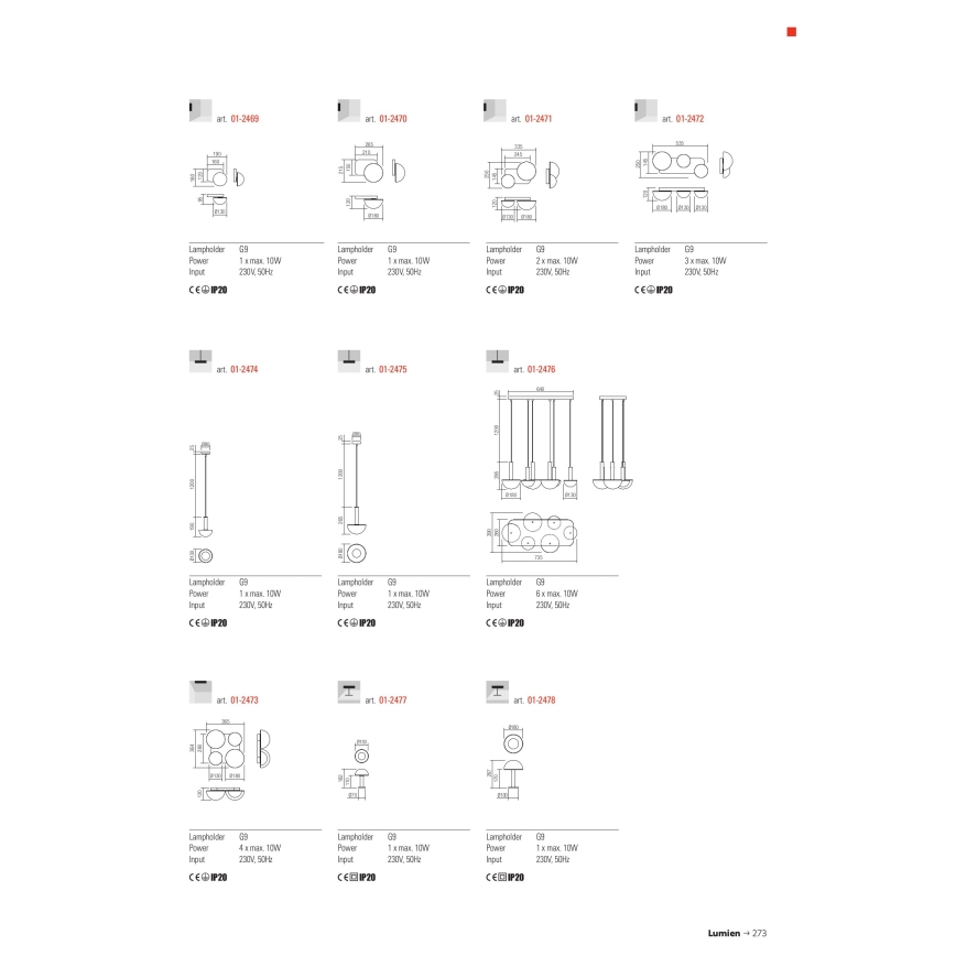 Redo 01-2472 - LUMIEN fali lámpa 3xG9/10W/230V arany/fehér