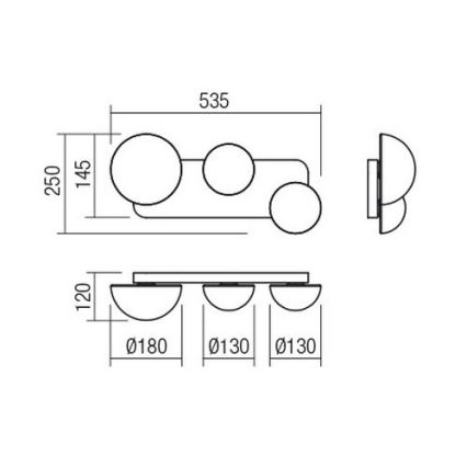 Redo 01-2472 - LUMIEN fali lámpa 3xG9/10W/230V arany/fehér