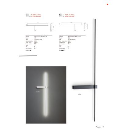 Redo 01-2479 - LED fali lámpatest TANGENT LED/14W/230V 3000K 125,4 cm fehér