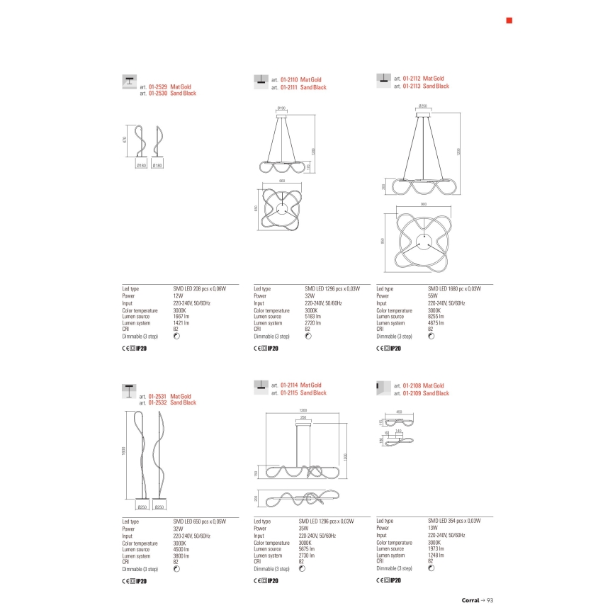 Redo 01-2529 - LED Dimmelhető asztali lámpa CORRAL LED/12W/230V arany