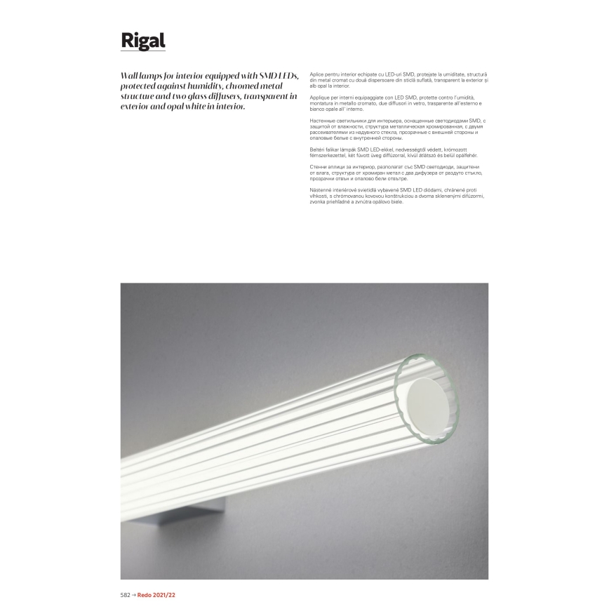 Redo 01-2591 - RIGAL LED fürdőszobai tükörvilágítás LED/12W/230V 60 cm CRI 90 IP44 fényes króm/fehér