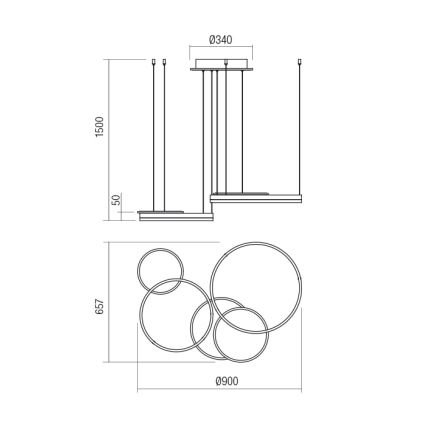 Redo 01-2605 - SIGUA fényerőszabályozható kábeles LED csillár LED/99W/230V CRI 90 fehér