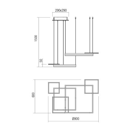 Redo 01-2613 - SIGUA LED dimmelhető kábeles csillár LED/110W/230V CRI 90 barna