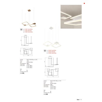 Redo 01-2614 - LED dimmelhető kábeles csillár SIGUA LED/137W/230V CRI 90 fehér