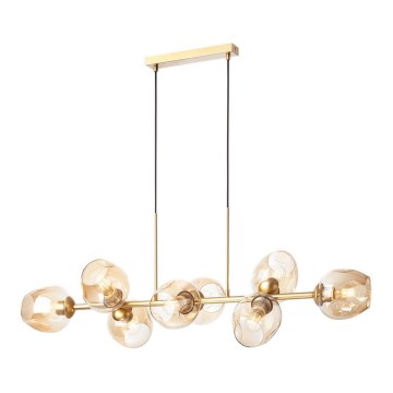 Redo 01-2621 - Csillár zsinóron PIERCE 8xE27/42W/230V arany/füstös