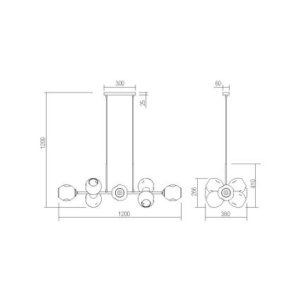 Redo 01-2621 - Csillár zsinóron PIERCE 8xE27/42W/230V arany/füstös