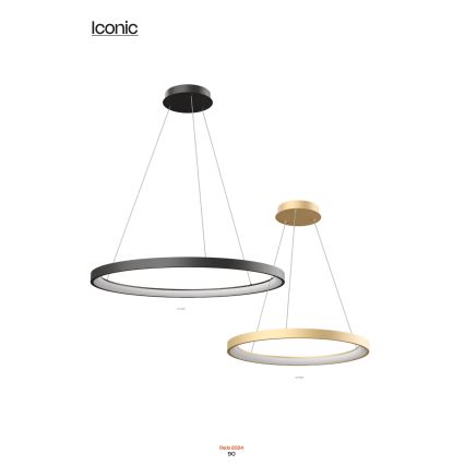 Redo 01-2673 - LED Dimmelhető csillár zsinóron ICONIC LED/50W/230V átm. 58 cm arany
