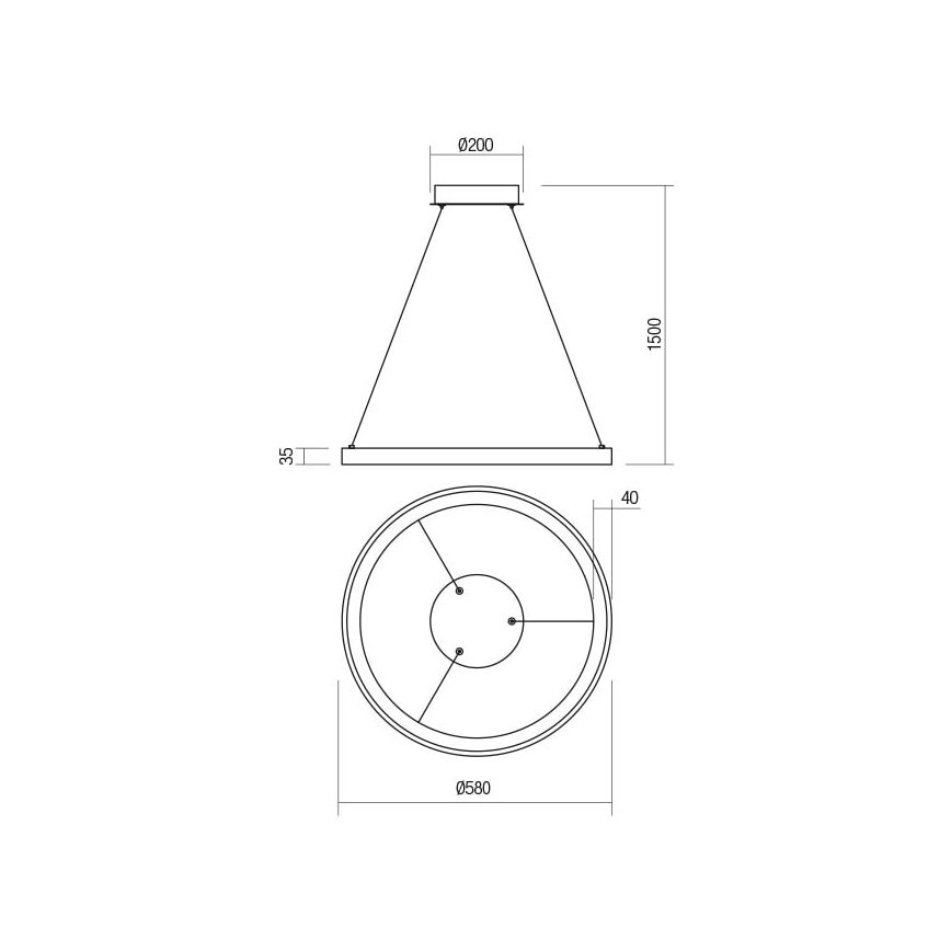 Redo 01-2673 - LED Dimmelhető csillár zsinóron ICONIC LED/50W/230V átm. 58 cm arany