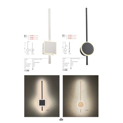 Redo 01-2697 - LED fali lámpa DIAZ LED/20W/230V CRI 90 arany