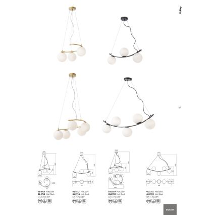 Redo 01-2715 - Csillár zsinóron VOLLEY 3xE14/28W/230V arany