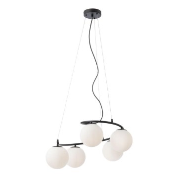 Redo 01-2720 - Csillár zsinóron VOLLEY 5xE14/28W/230V fekete