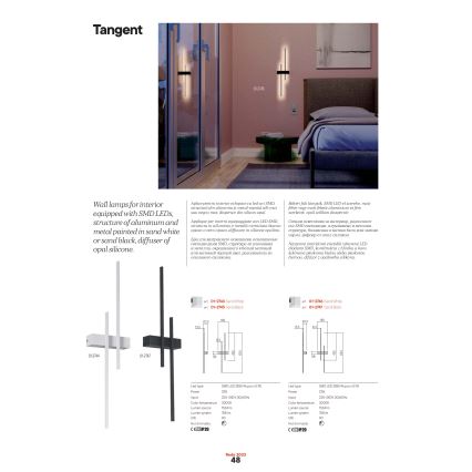 Redo 01-2744 - LED fali lámpa TANGENT LED/13W/230V 3000K 63,4 cm CRI 90 fehér